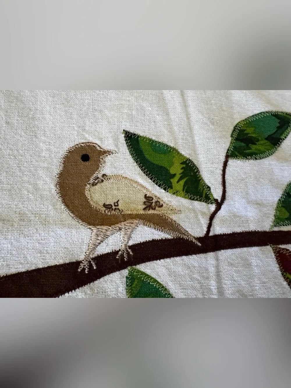 NWOT Hand embroidered 2 tea towels hand stitched kitchen birds guest linens